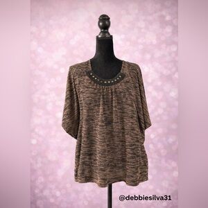 ✨ Olivia Moon Beaded Neckline Knit Top ✨ Size Large